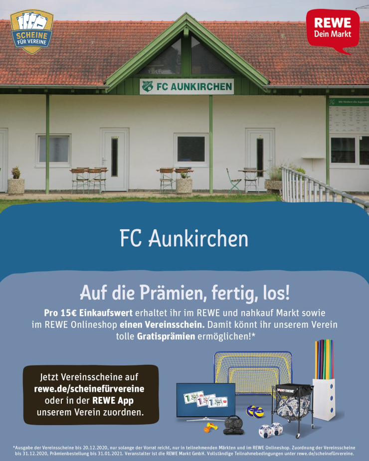 Scheine für Vereine - der FC Aunkirchen ist wieder dabei!